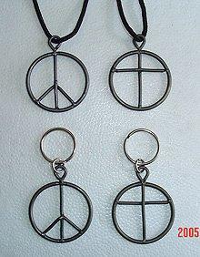 Photos of authentic finished Woodstock Festival 1969 Fence Peace pendants.  